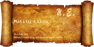 Matity Eliza névjegykártya